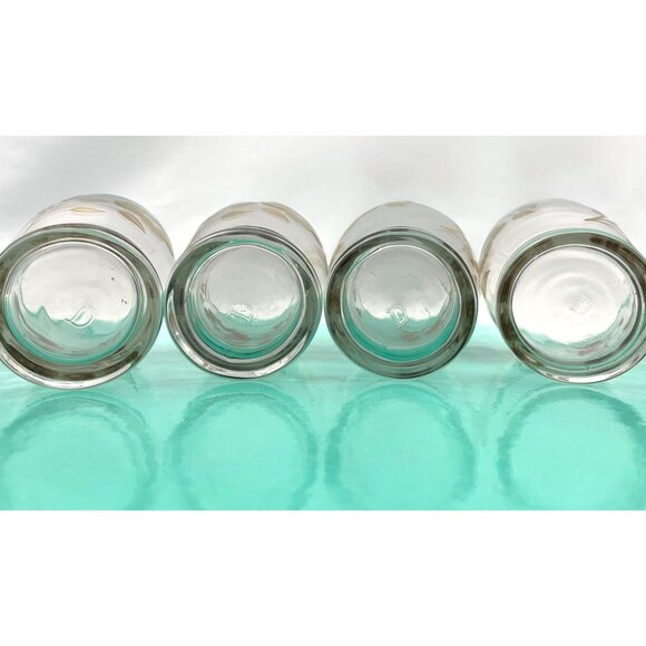 Vintage MCM glass tumblers, Dominion glass, gold flowers MCM glassware, set of 4 - Picture 6 of 7